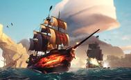 Image of Sea of Thieves pirate ships sailing seas