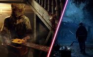 Resident Evil 4 Remake's Leon and a chainsaw-wielding enemy.