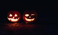 Carved pumpkin as face